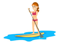 woman standing on paddleboardi clipart